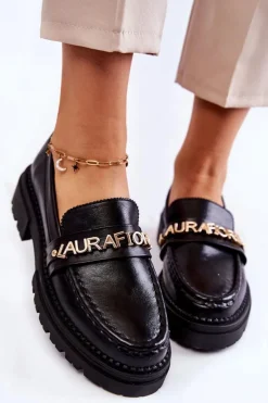 Hot Boto Skórzane Półbuty Loafery Literki La.Fi 210001B-PU Czarne