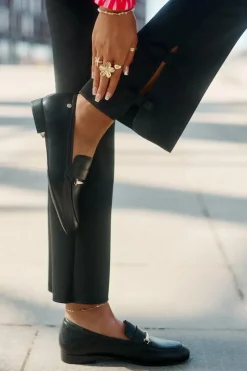 Discount Skórzane Półbuty Mokasyny Damskie K6809-01 Czarne Damskie Loafersy Damskie|Półbuty Skórzane