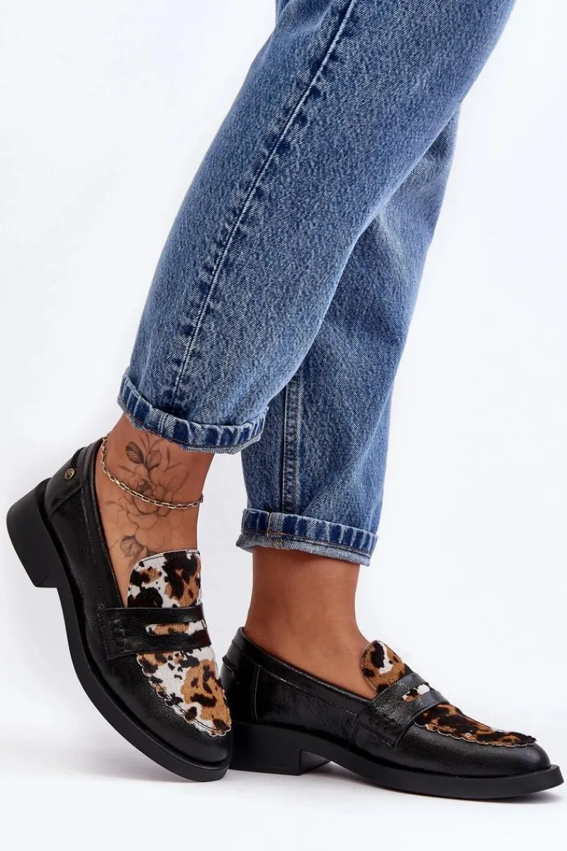 Półbuty Skórzane|Mokasyny Damskie Skórzane>Maciejka Skórzane Półbuty Mokasyny Damskie 06250-01 Czarne