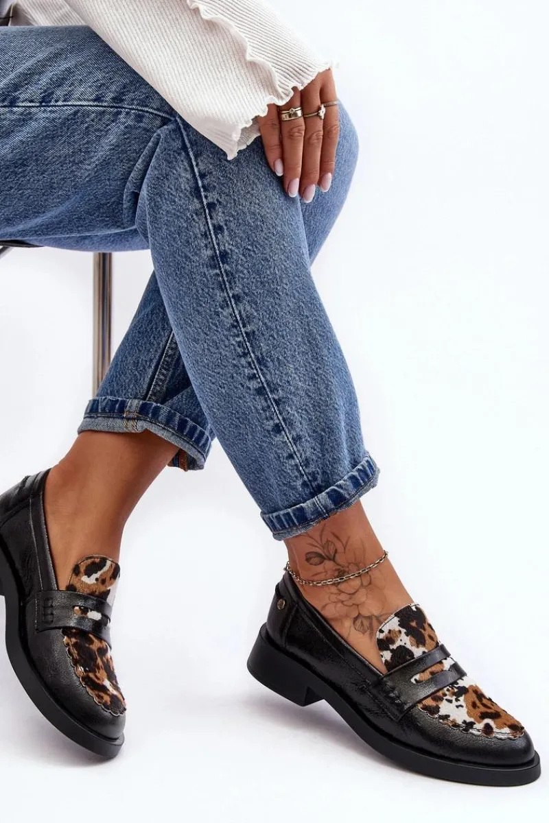 Półbuty Skórzane|Mokasyny Damskie Skórzane>Maciejka Skórzane Półbuty Mokasyny Damskie 06250-01 Czarne