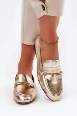 Loafersy Damskie|Półbuty Skórzane></noscript>Maciejka Skórzane Półbuty Mokasyny Damskie K6809-25 Złote Złoty