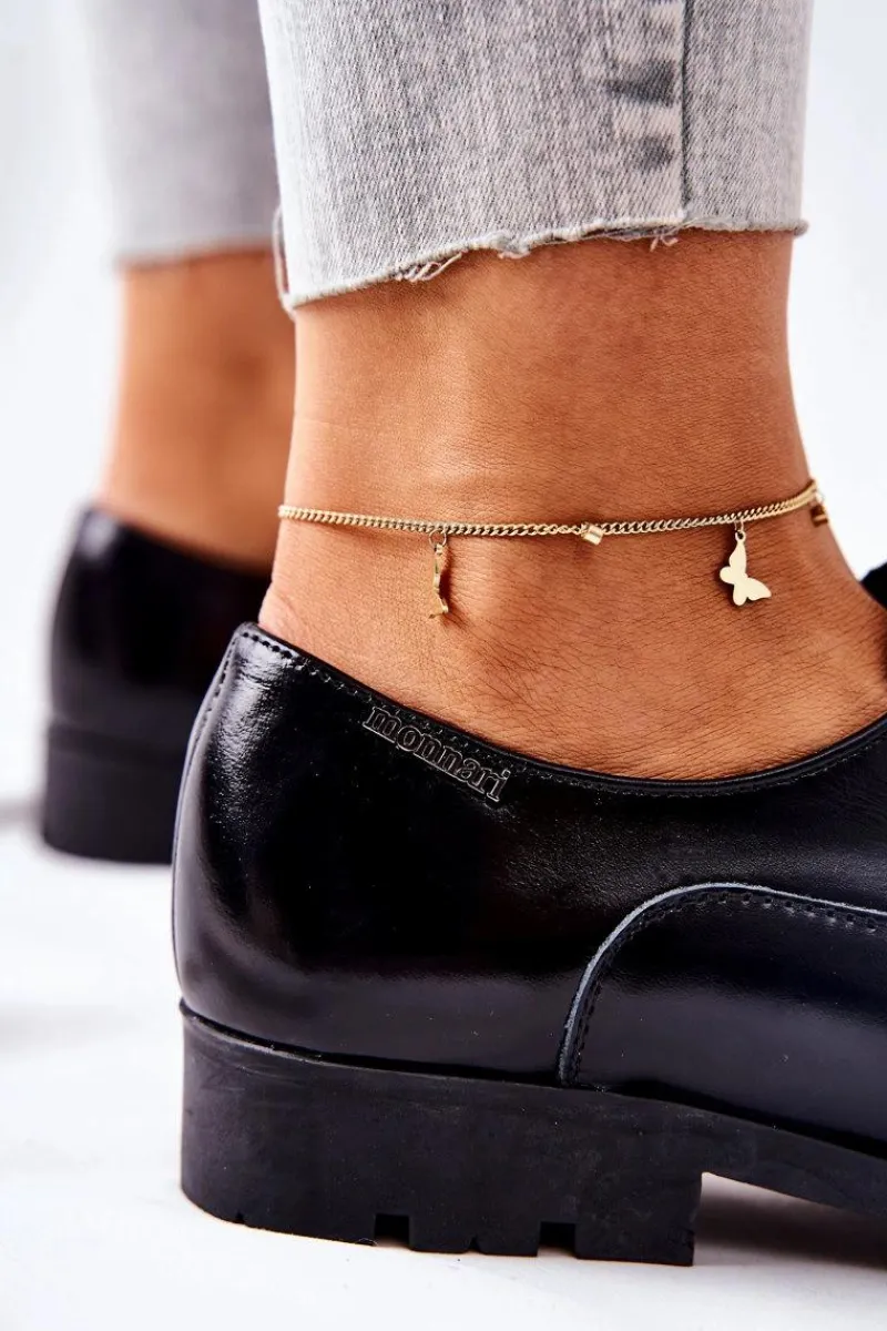 Hot Monnari Skórzane Półbuty M73/1 Czarne