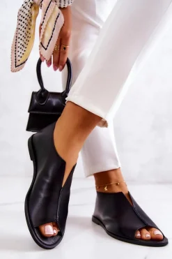 Skórzane Półbuty Na Suwak Nicole 2718/001 Czarne Damskie Półbuty Skórzane