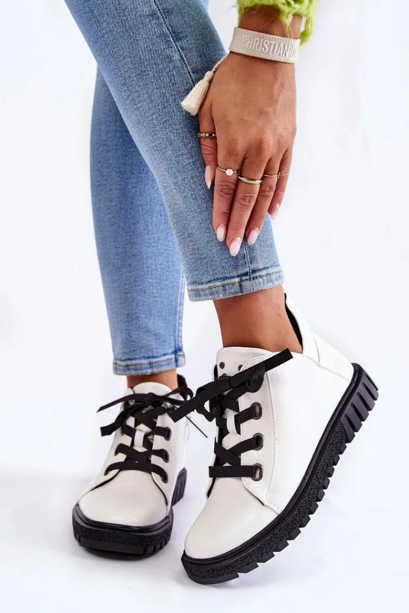 Sale Buty Sergio Leone Skórzane Pół PB210 Białe