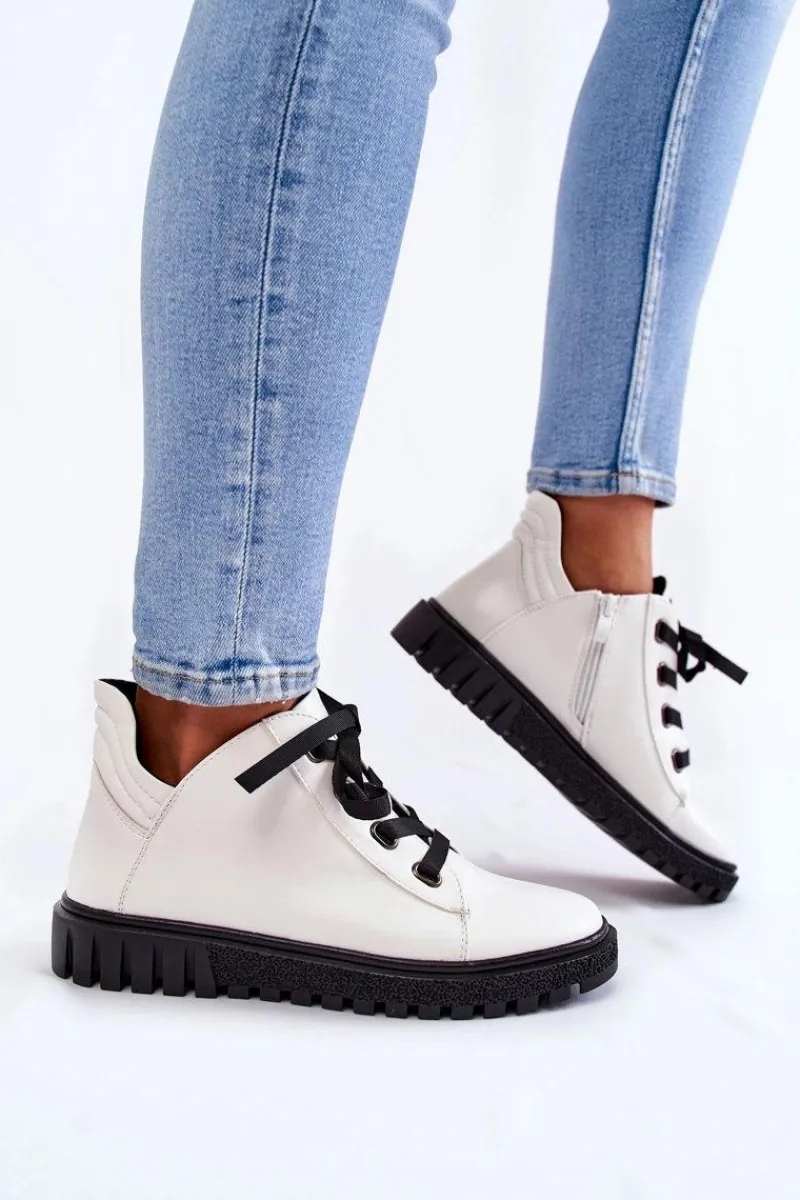 Sale Buty Sergio Leone Skórzane Pół PB210 Białe