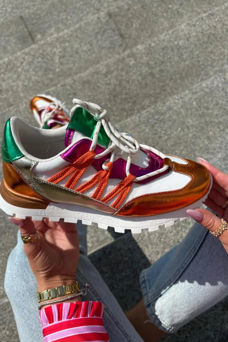 Hot Skórzane Półbuty Sneakersy Damskie 56C1737 Multikolor Damskie Buty Sportowe Na Platformie|Sneakersy Damskie