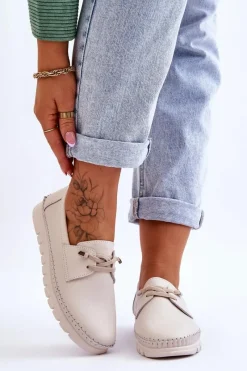 Sale Buty damskie Vinceza Skórzane Półbuty Wsuwane Beżowe Archie