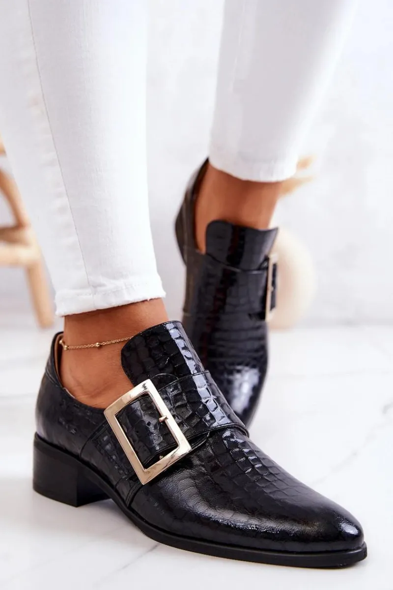 Półbuty Lakierowane|Półbuty Skórzane>Boto Skórzane Półbuty Ze Sprzączką Czarne Taliya