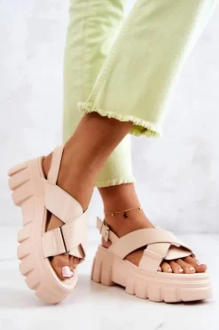 Sandały Płaskie><noscript><img width=