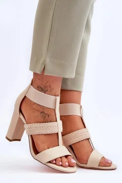 Sandały Na Obcasie|Botki Wiosenne>Boto Skórzane Sandały Botki Na Obcasie Beżowe Marren