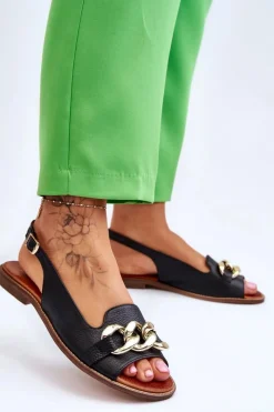 Discount Skórzane Sandały Damskie Lewski Shoes 3230 Groch Damskie Sandały Płaskie