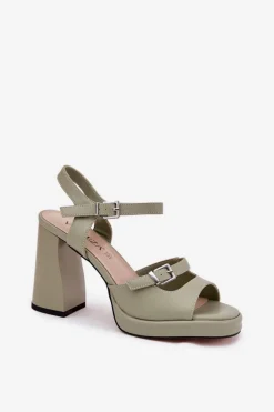 Sandały Na Słupku|Sandały Na Obcasie><noscript><img width=