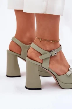 Sandały Na Słupku|Sandały Na Obcasie><noscript><img width=