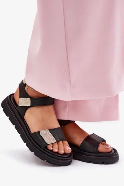 Sandały Płaskie><noscript><img width=