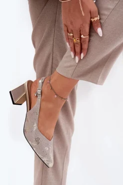 Sandały Na Słupku|Sandały Na Obcasie><noscript><img width=