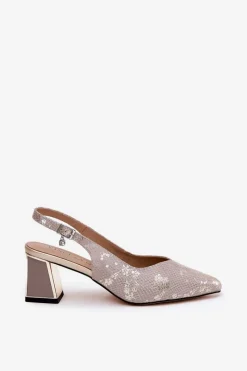 Sandały Na Słupku|Sandały Na Obcasie><noscript><img width=