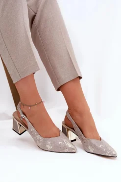 Sandały Na Słupku|Sandały Na Obcasie><noscript><img width=