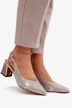 Sandały Na Słupku|Sandały Na Obcasie><noscript><img width=