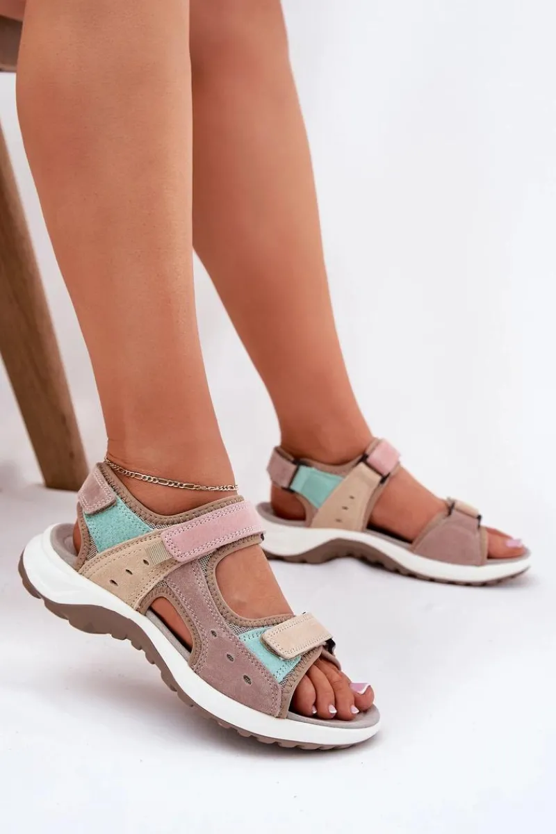 Sandały Płaskie>Buty damskie Vinceza Skórzane Sandały Damskie Sportowe McKeylor 95347 Beżowe Beżowy