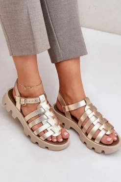 Sandały Płaskie><noscript><img width=