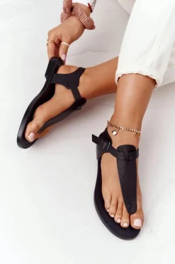 Discount Big Star Shoes Skórzane Sandały Japonki Big Star HH274700 Czarne