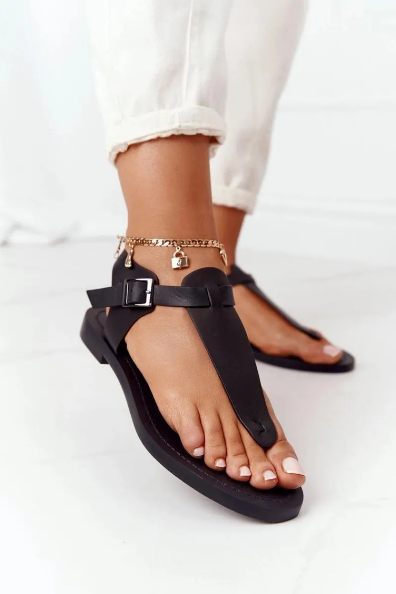 Discount Big Star Shoes Skórzane Sandały Japonki Big Star HH274700 Czarne