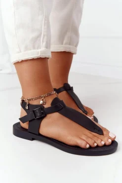 Discount Big Star Shoes Skórzane Sandały Japonki Big Star HH274700 Czarne