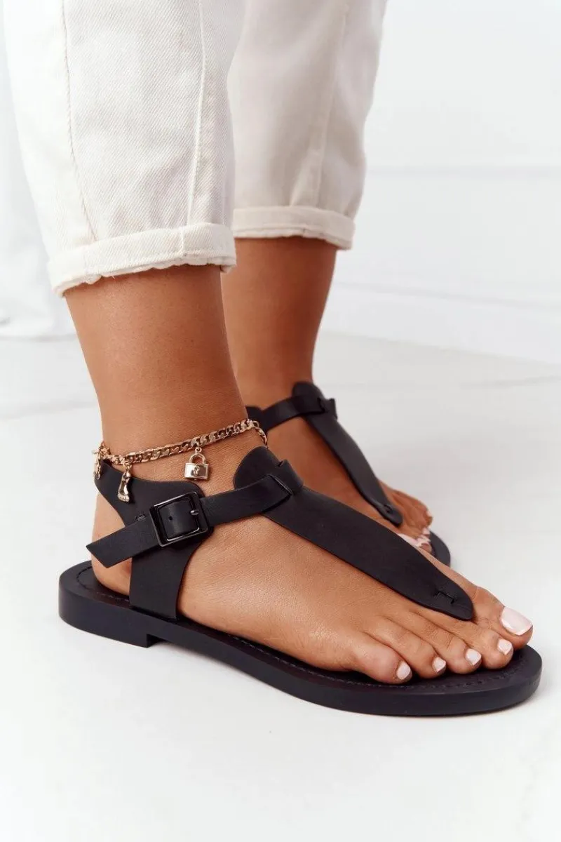 Discount Big Star Shoes Skórzane Sandały Japonki Big Star HH274700 Czarne