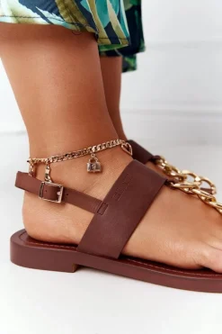 Online Big Star Shoes Skórzane Sandały Japonki Big Star HH274706 Brązowe