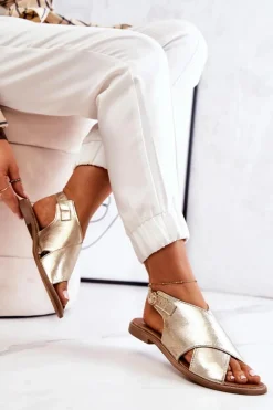 Sandały Płaskie><noscript><img width=