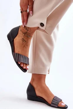 Best Maciejka Skórzane Sandały 1971-65 Czarne