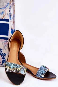 Clearance Skórzane Sandały 1971-63 Czarne Damskie Sandały Na Koturnie|Sandały Płaskie