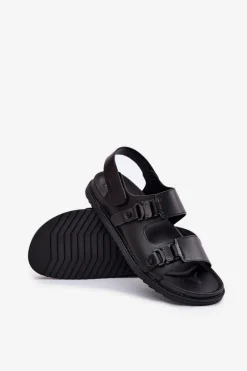 New Big Star Shoes Skórzane Sandały Męskie Big Star RR174086 Czarne