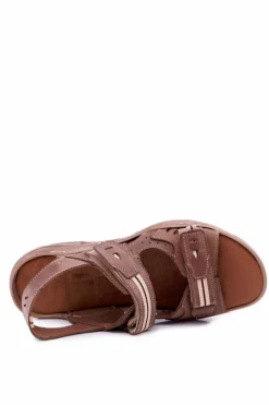 Best Boto Skórzane Sandały Męskie Brązowe Lop