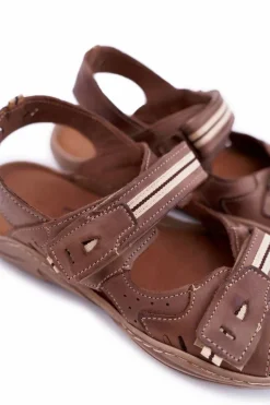 Best Boto Skórzane Sandały Męskie Brązowe Lop