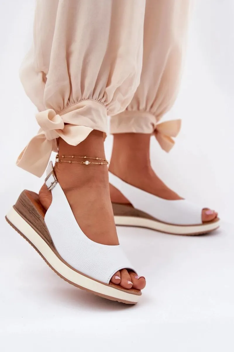 Sandały Z Cholewką|Sandały Na Koturnie>Artiker Skórzane Sandały Na Koturnie 56C2317 Białe Biały