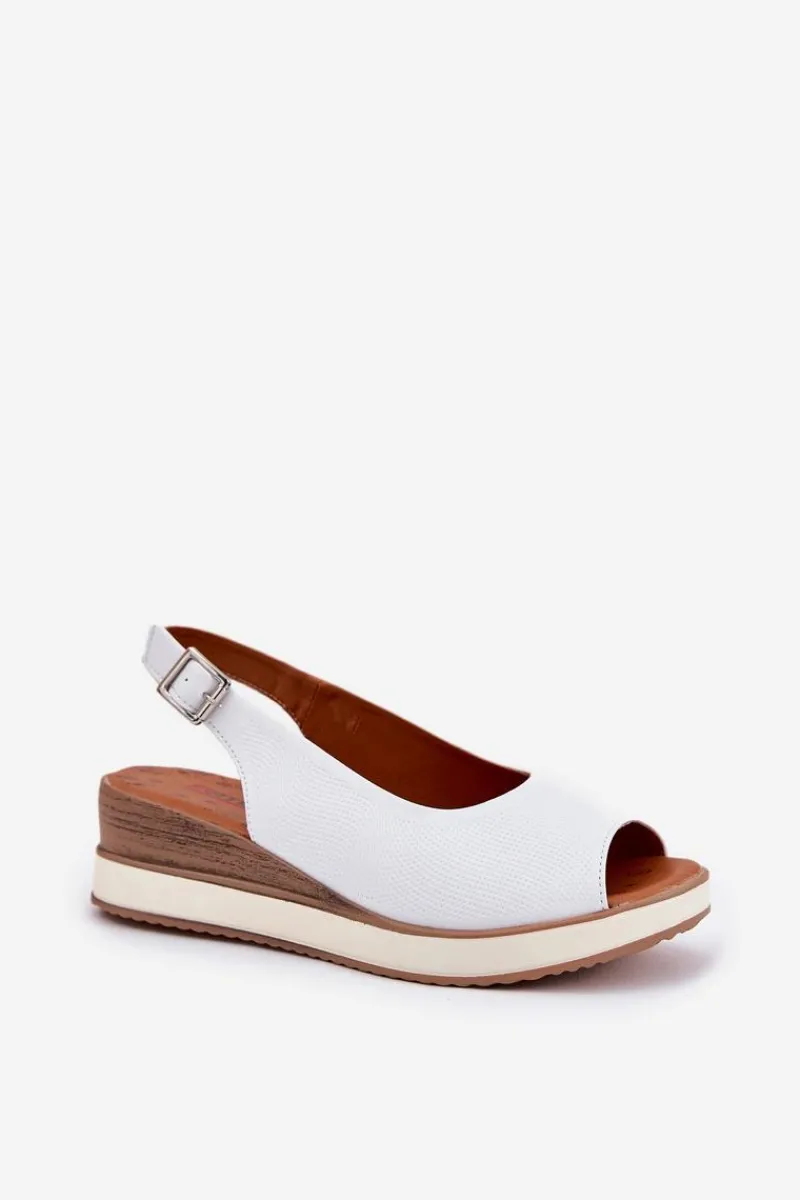 Sandały Z Cholewką|Sandały Na Koturnie>Artiker Skórzane Sandały Na Koturnie 56C2317 Białe Biały