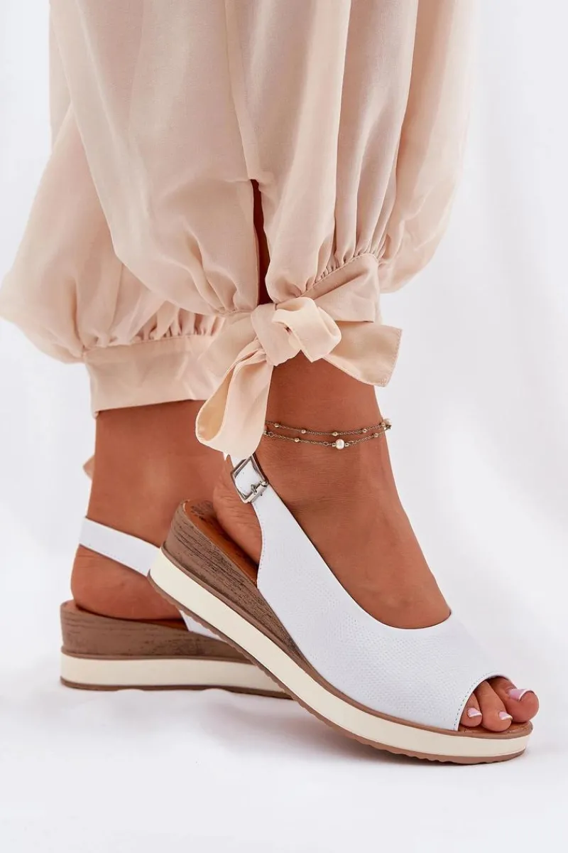 Sandały Z Cholewką|Sandały Na Koturnie>Artiker Skórzane Sandały Na Koturnie 56C2317 Białe Biały