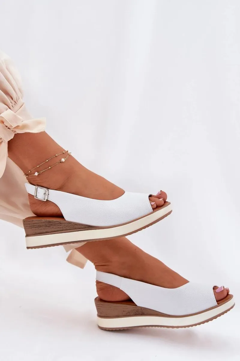 Sandały Z Cholewką|Sandały Na Koturnie>Artiker Skórzane Sandały Na Koturnie 56C2317 Białe Biały