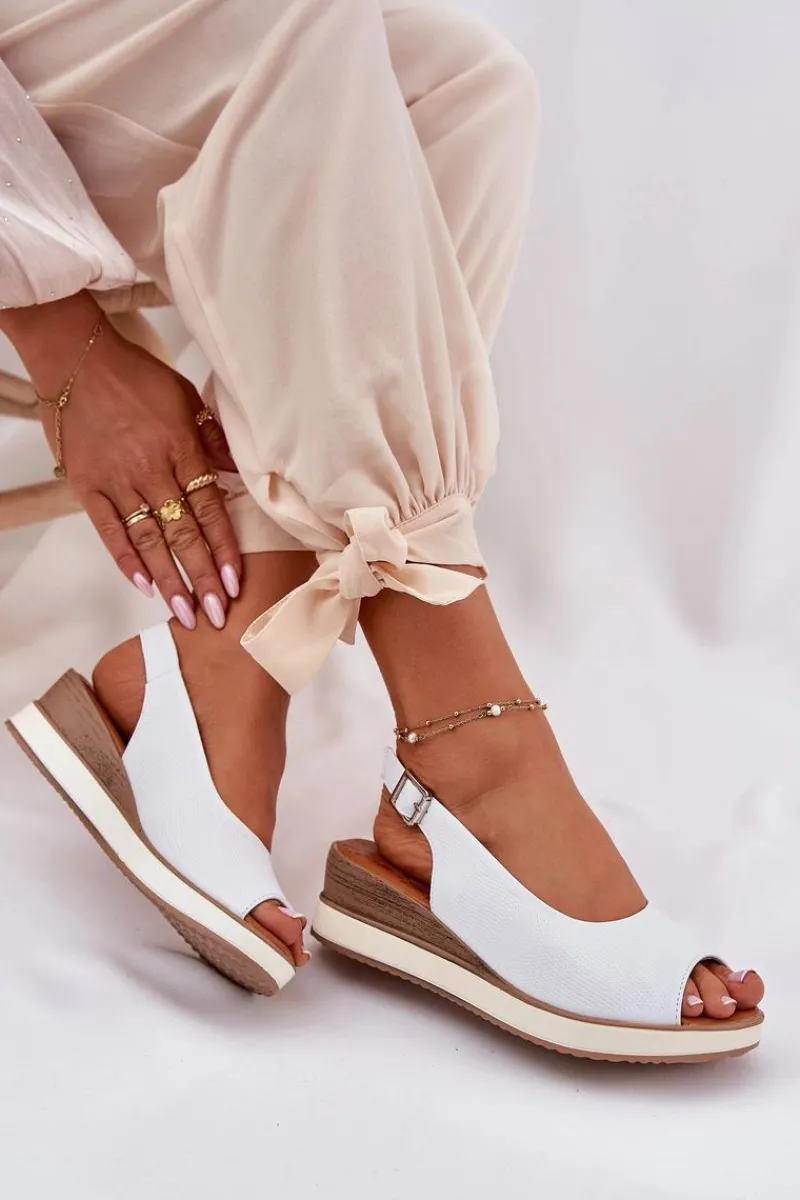 Sandały Z Cholewką|Sandały Na Koturnie>Artiker Skórzane Sandały Na Koturnie 56C2317 Białe Biały