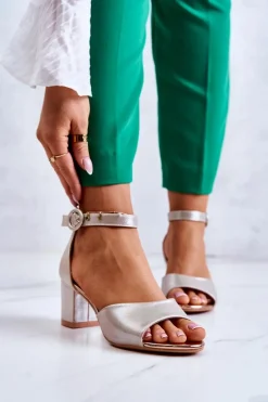 Best Buty damskie Vinceza Skórzane Sandały Na Obcasie Vinceza 20100 Złote