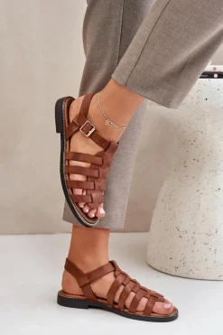 Sandały Płaskie><noscript><img width=