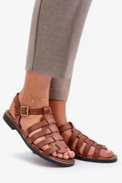 Sandały Płaskie><noscript><img width=