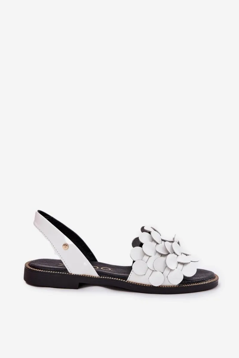 Hot Zazoo Skórzane Sandały Na Płaskim Obcasie 40425 Białe Biały
