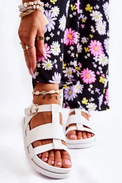 Sandały Płaskie><noscript><img width=