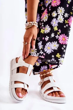 Sandały Płaskie><noscript><img width=