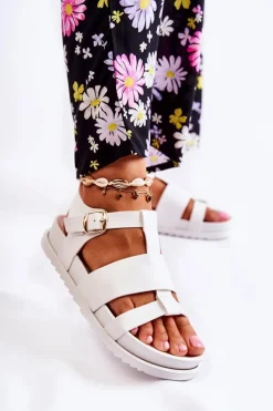 Sandały Płaskie><noscript><img width=