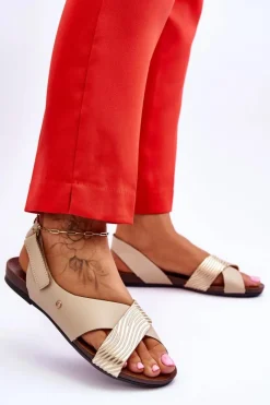 Sandały Płaskie><noscript><img width=