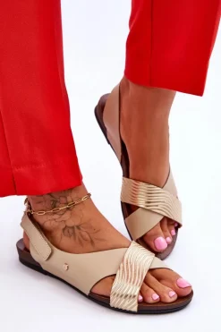 Sandały Płaskie><noscript><img width=