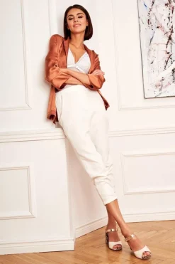 Clearance Laura Messi Skórzane Sandały Na Słupku 2136 Złoto Beżowe